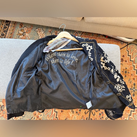 Rare Vintage DB Sport Jacket Women's Small Embroidered Black Blazer Floral - Picture 12 of 13